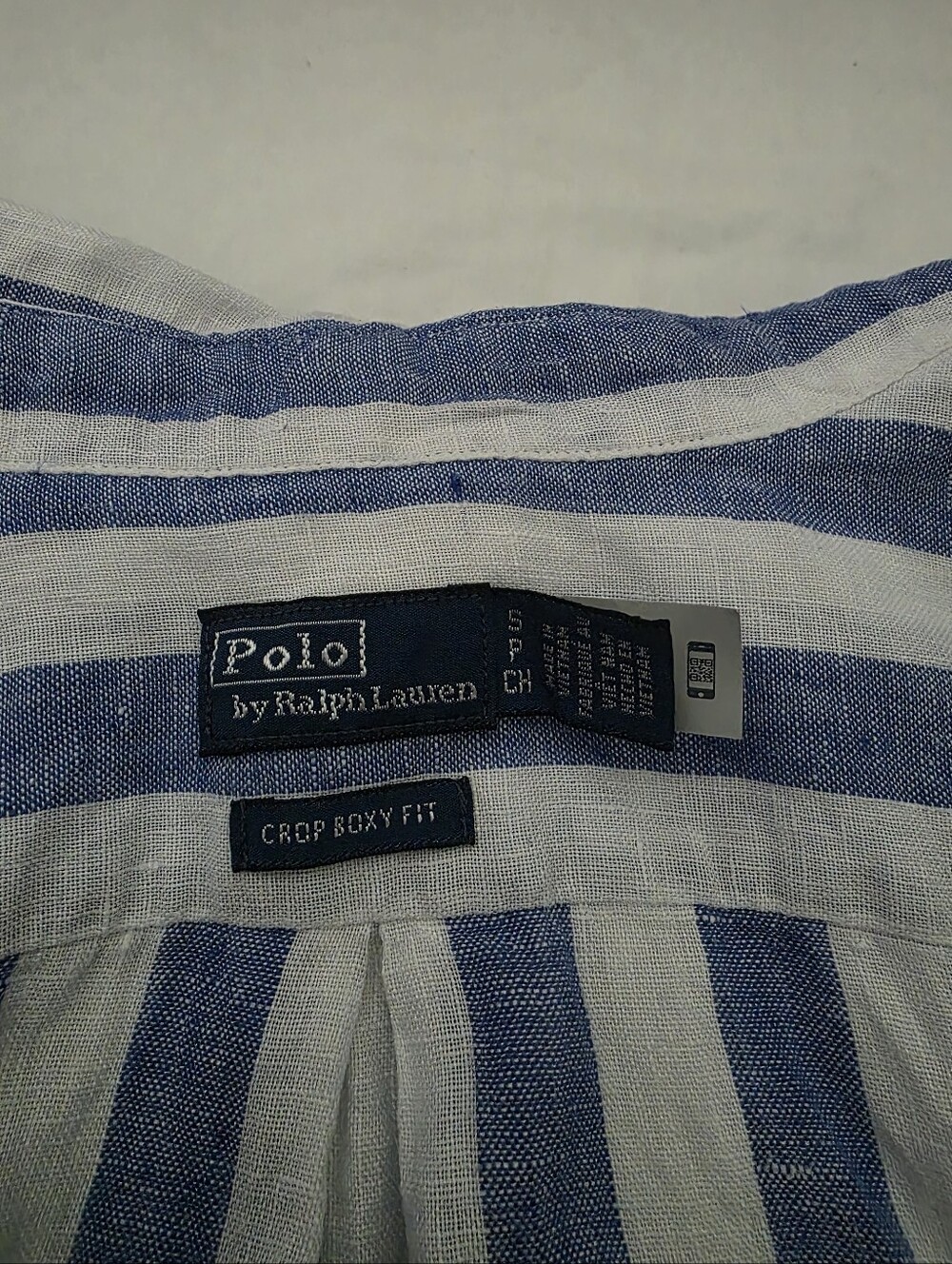 Polo Ralph Lauren Women Wide Cropped Stripped Linen Shirt - Picture 5 of 5